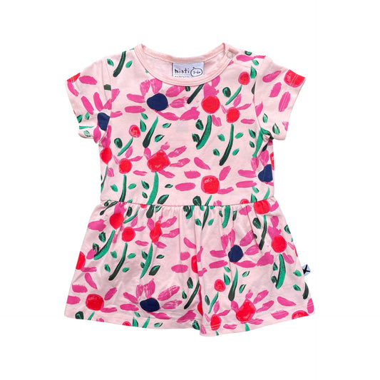 Pink floral Minti Dress, 3-6M