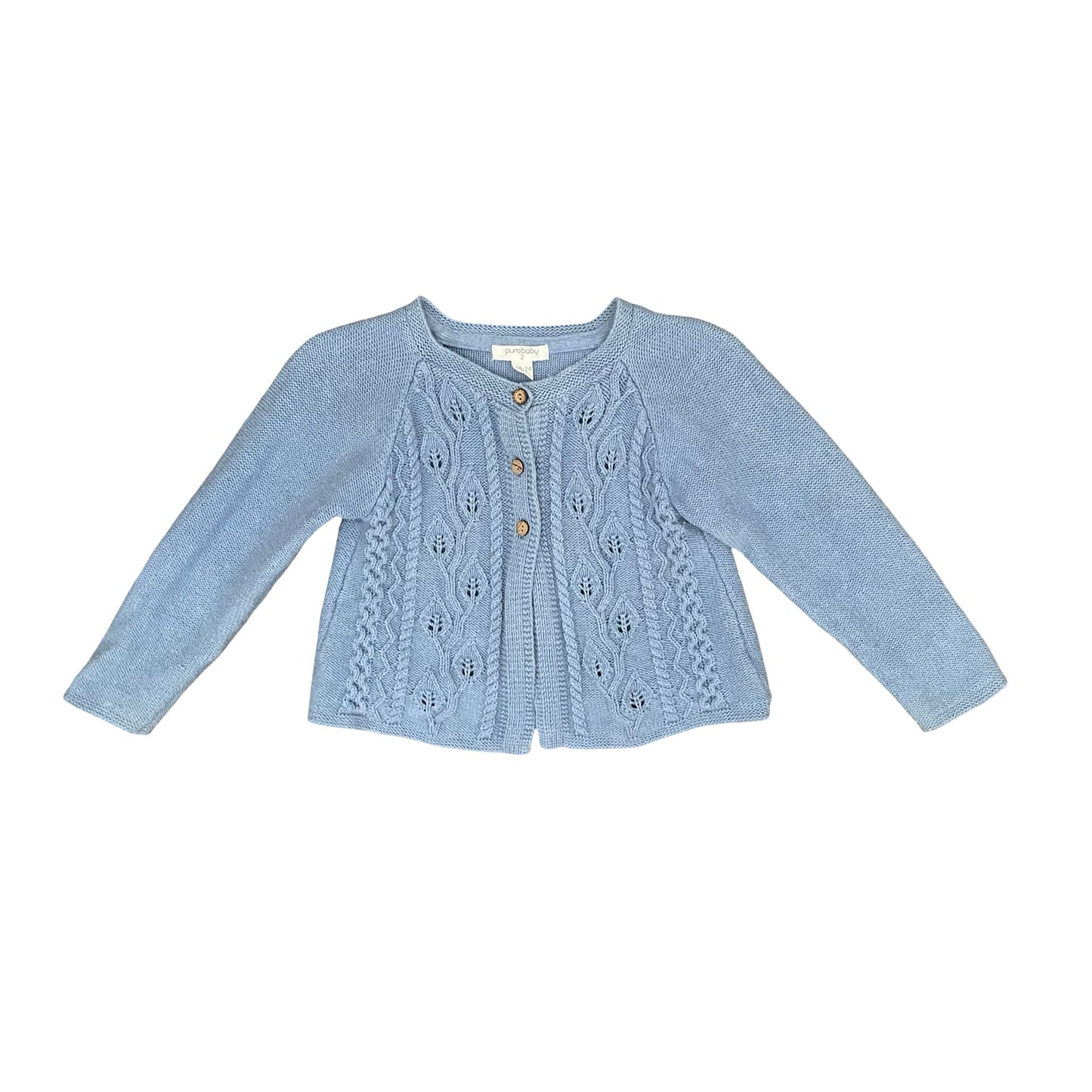 Blue Purebaby Knit Cardigan, 2Y