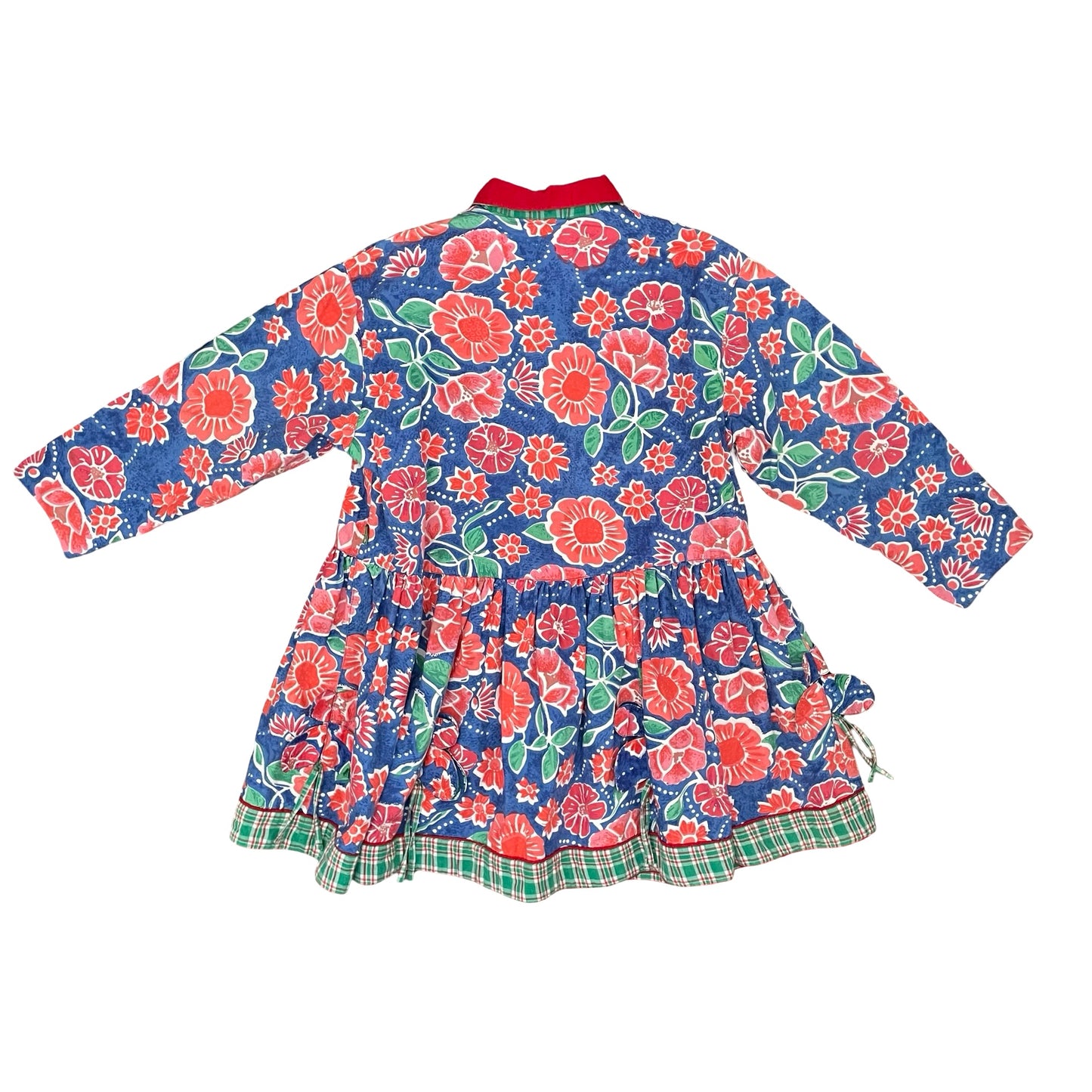 Red/Blue floral Oilily Long Sleeve Dress, 10Y