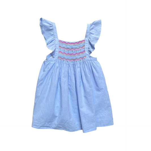 Blue Jacadi Smocked Dress, 2Y
