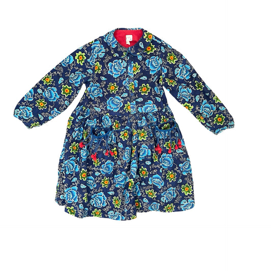 Blue floral Oilily Long Sleeve Dress, 10Y