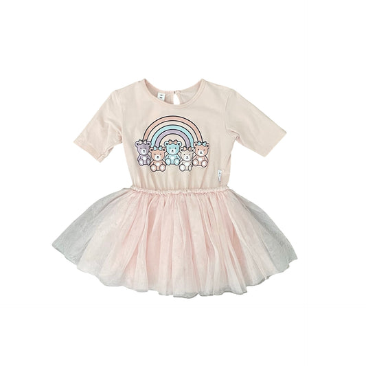 Pink Hux Rainbow Bears Dress, 3Y