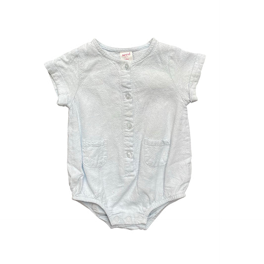 Blue Seed Linen Romper, 3-6M
