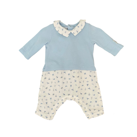 Multi  Petit Bateau Whales Romper, 1M