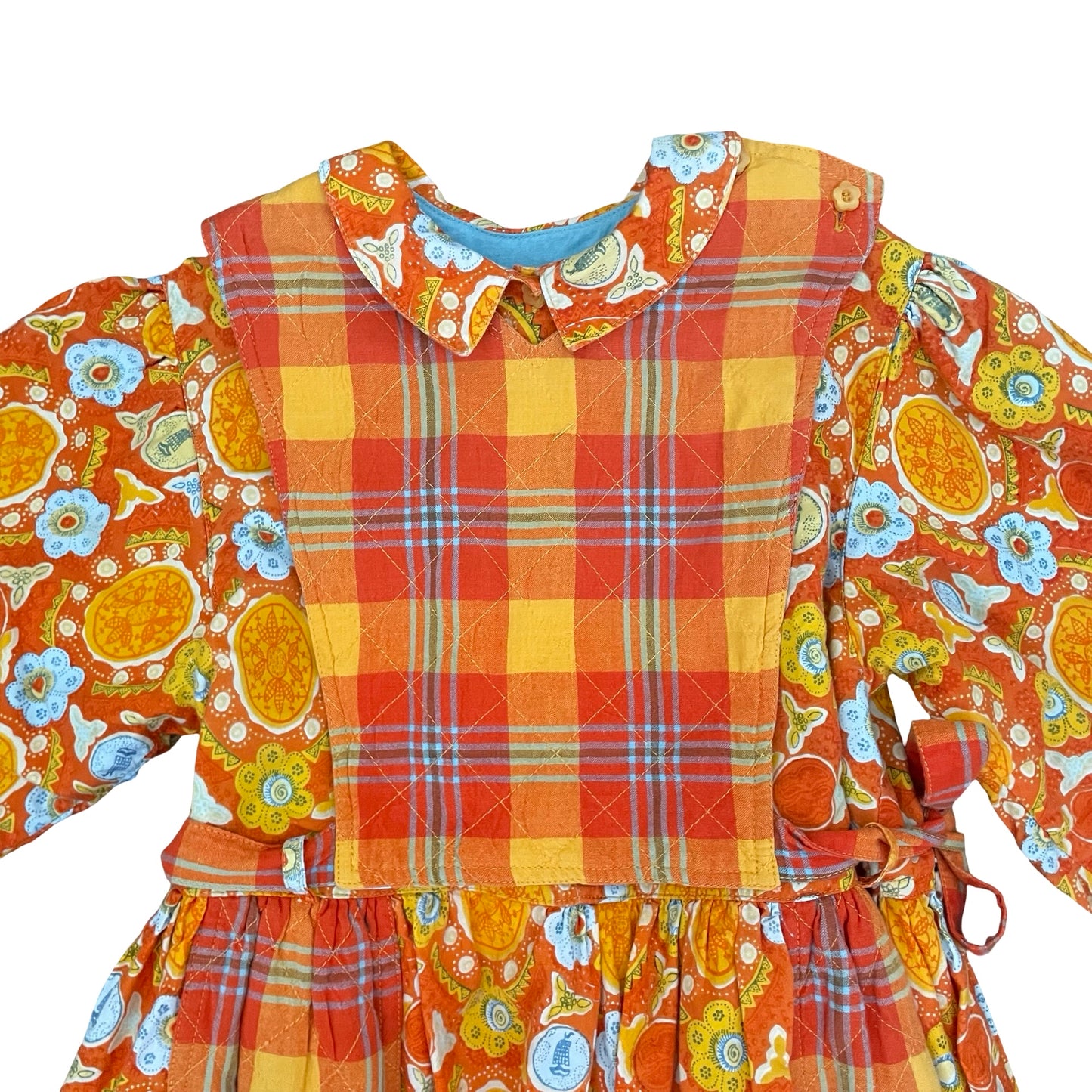 Orange Floral Oilily Long Sleeve Dress, 8Y